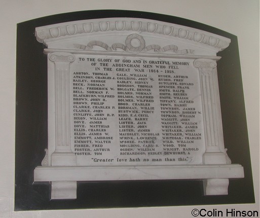 The Memorial plaque on the inside Church wall To those who fell in the 1914-18 war.