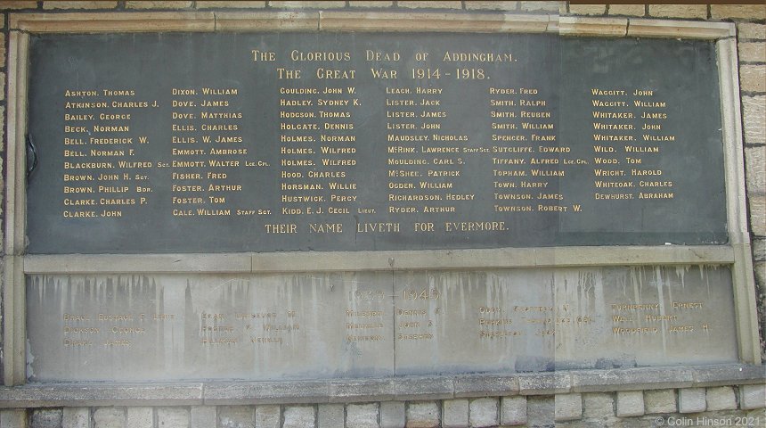 The World War I and II Memorial at Addingham.