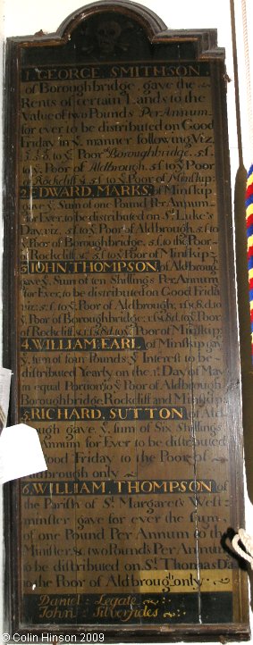 The list of benefactions in St. Andrew's Church, Aldborough.