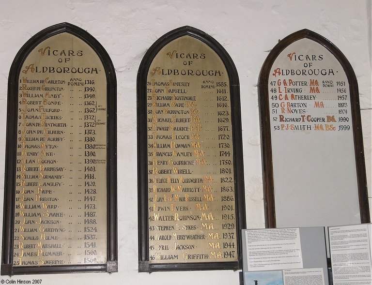 The List of Vicars in St. Andrew's Church, Aldborough.
