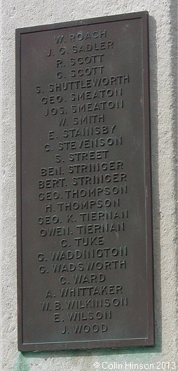 The World War I and World War II War Memorial at Allerton Bywater.