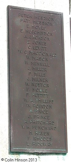 The World War I and World War II War Memorial at Allerton Bywater.