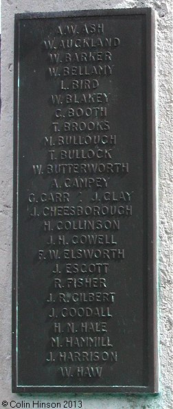 The World War I and World War II War Memorial at Allerton Bywater.