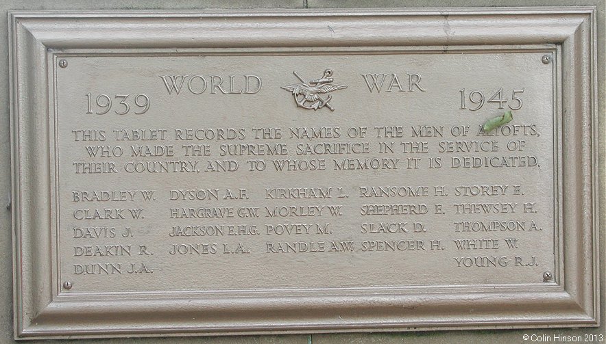 The World War I and II War Memorial at Altofts.