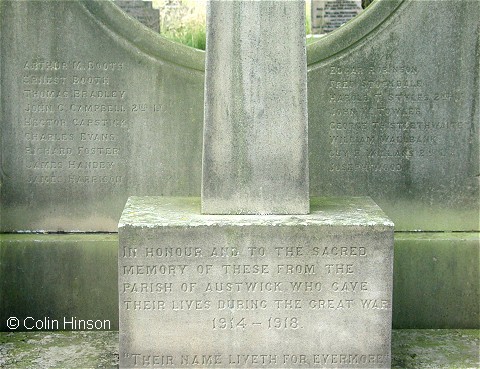 The War Memorial in the cemetery at Austwick, for the two World Wars.