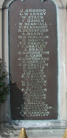 The 1914-1918 War Memorial at the edge of St. John's Churchyard, Balby.