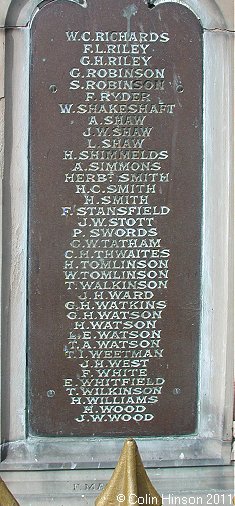 The 1914-1918 War Memorial at the edge of St. John's Churchyard, Balby.