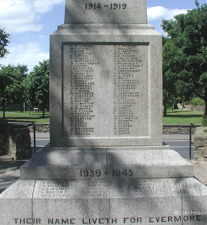 The war memorial to those from Barnoldswick who fell in the two world wars.