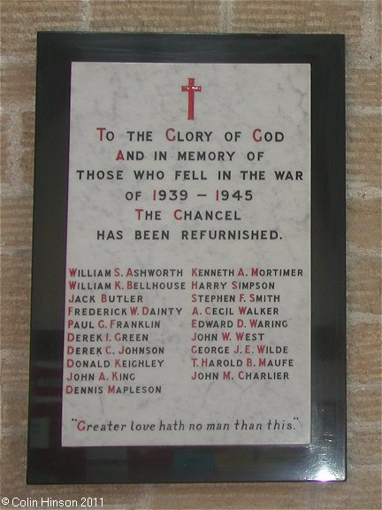 The memorial plaques in the church to those who fell in the two world wars.