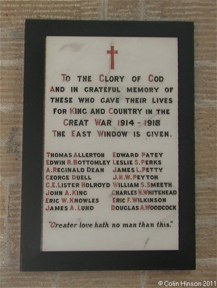The Memorial plaques in the church to those who fell in the two world wars.