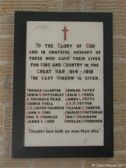 The memorial plaques in the church to those who fell in the two world wars.