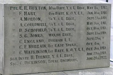 The War Memorial for WWI, WWII and the Korean War in St. Mary's Churchyard, Bolsterstone.