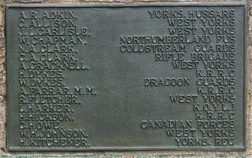 The World Wars I and II memorial at Boston Spa