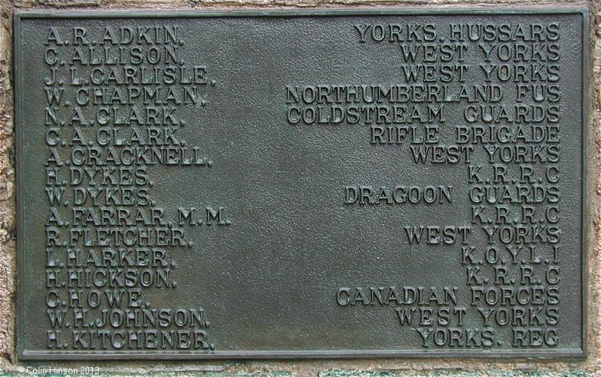 The World Wars I and II War Memorial at Boston Spa
