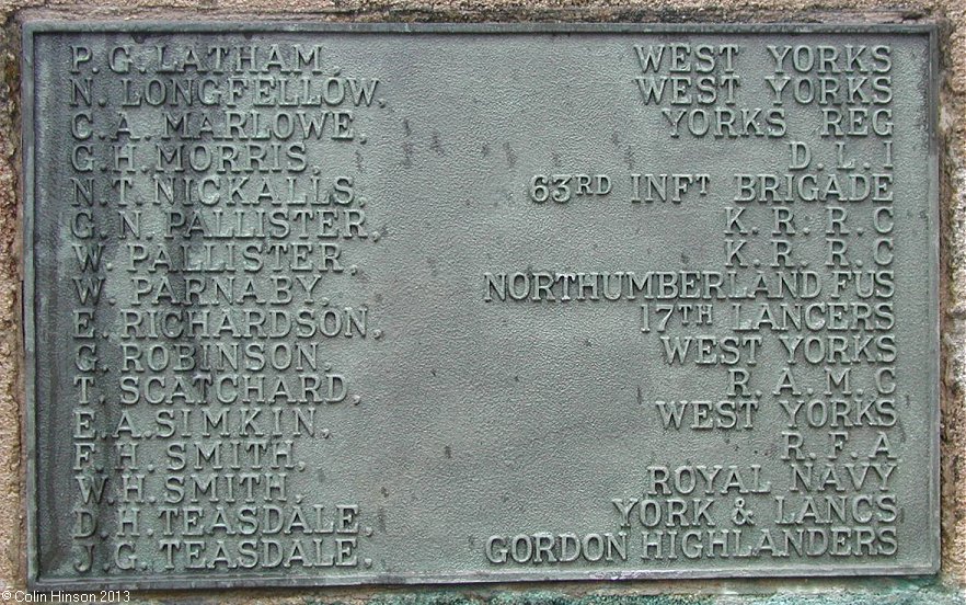 The World Wars I and II War Memorial at Boston Spa