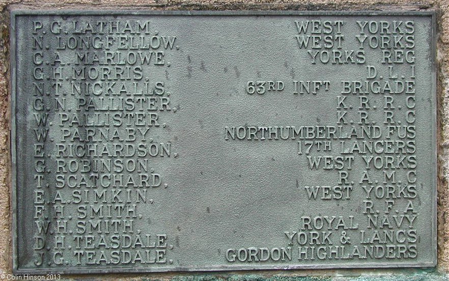 The World Wars I and II memorial at Boston Spa