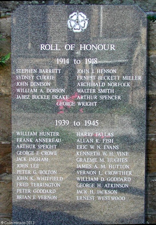 The World Wars I and II memorial at Bramhope