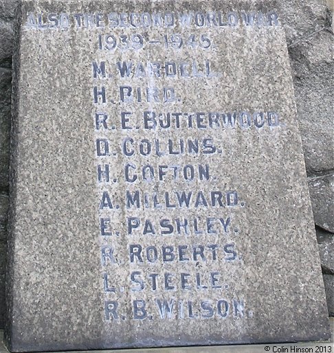 The World Wars I and II War Memorial in St. Paul's Churchyard, Brierley.