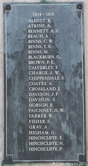 The World War I and II War Memorial at Calverley