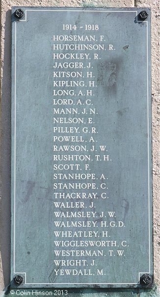 The World War I and II war memorial at Calverley