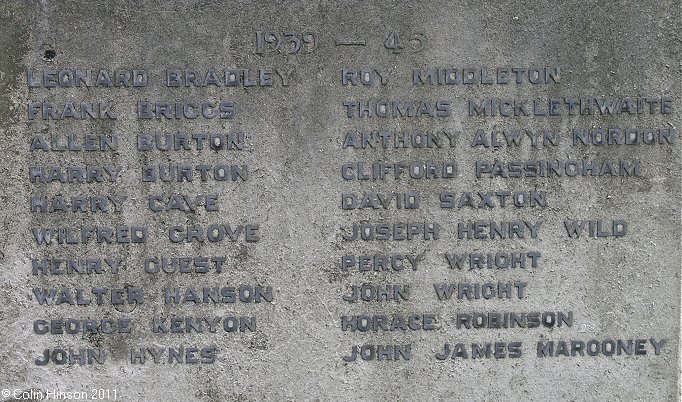 The World War I and II memorial in St. John's churchyard, Carlton