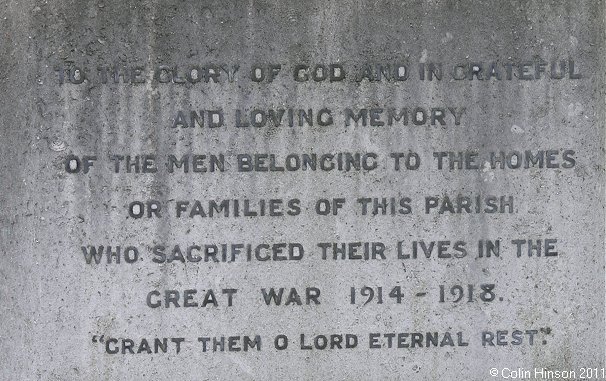 The World War I and II memorial in St. John's churchyard, Carlton