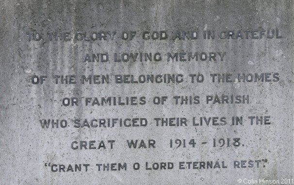 The World War I and II War Memorial in St. John's churchyard, Carlton