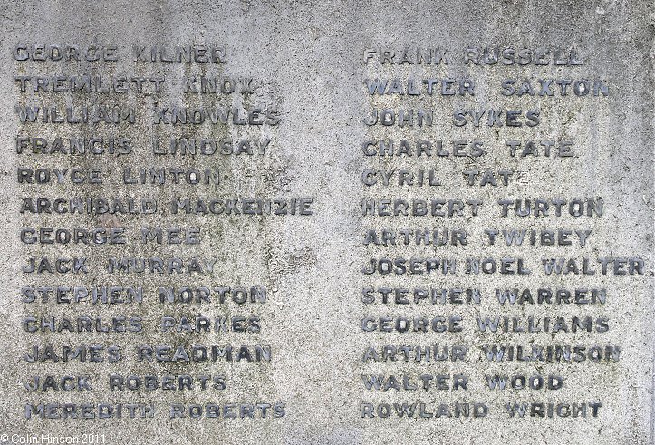 The World War I and II War Memorial in St. John's churchyard, Carlton