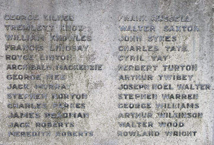 The World War I and II memorial in St. John's churchyard, Carlton