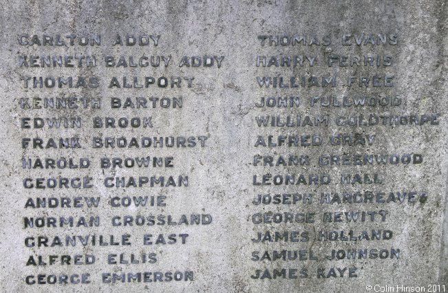 The World War I and II memorial in St. John's churchyard, Carlton