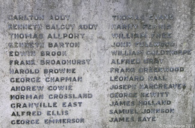 The World War I and II War Memorial in St. John's churchyard, Carlton