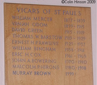 The List of Vicars in St. Paul's Church, Norton Lees.
