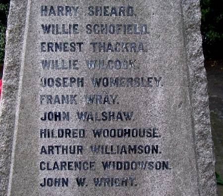 The 1914-18 and 1939-1945 War Memorial Denby Dale.