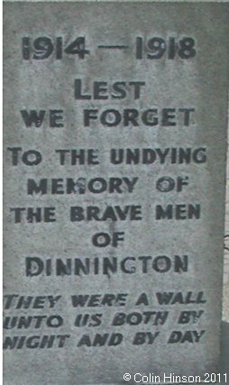 The 1914-1918 and 1939-45 War Memorial at Dinnington.