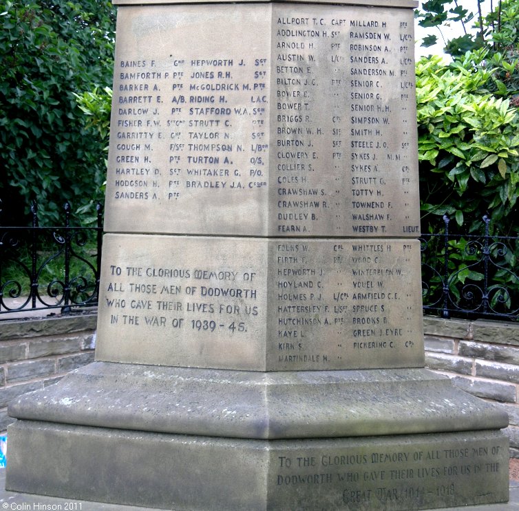 The World War I and II War Memorial at Dodworth.