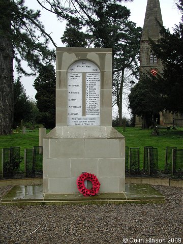The World War I and II War Memorial in the churchyard at Dunsforth.