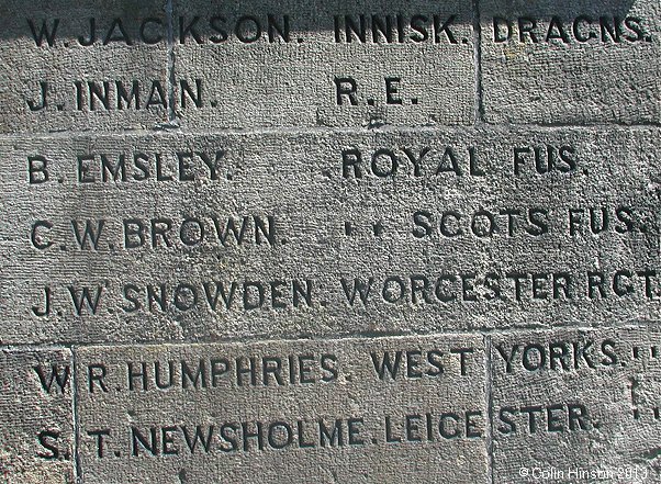 The World War I and II memorial at Embsay: