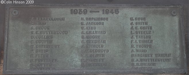 The World War II Memorial Plaque outside St. Peter's Church, Felkirk.