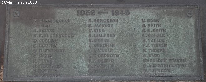The World War II Memorial plaque outside St. Peter's Church, Felkirk.