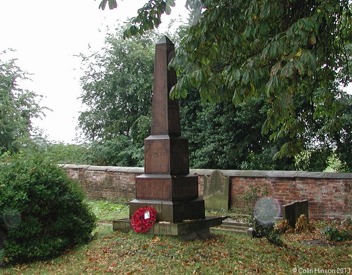 The World War I and II memorial in the churchyard at Fishlake