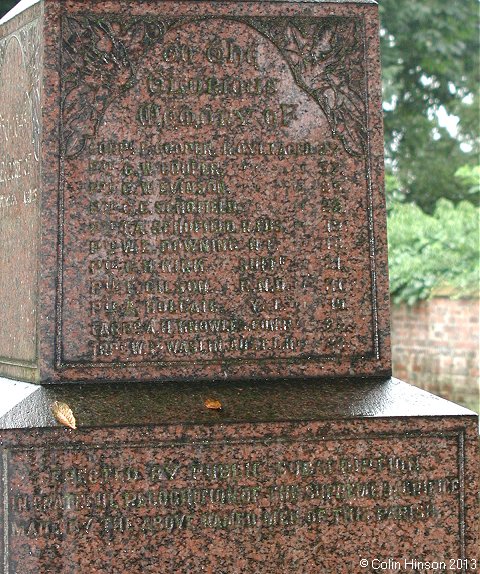 The World War I and II War Memorial in the churchyard at Fishlake