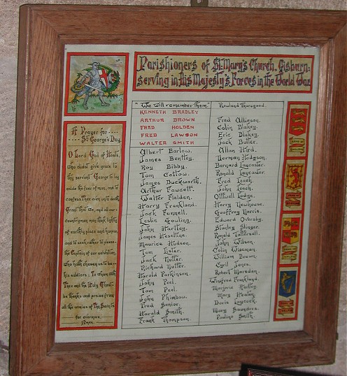 The list of those who served; in St. Mary's Church, Gisburn.
