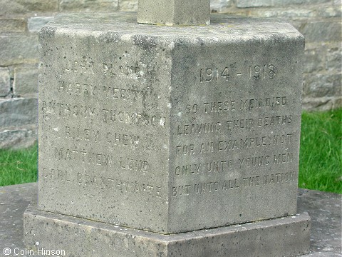 The the War Memorial next to the Mission Church at Halton West.