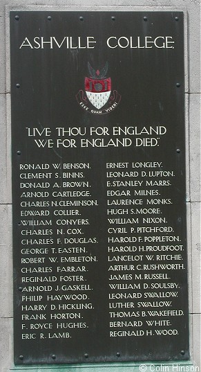 The the War Memorial in the grounds of Ashville College, Harrogate.