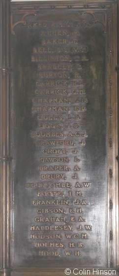 The Memorial plaque in St. Peter's Church, Harrogate.