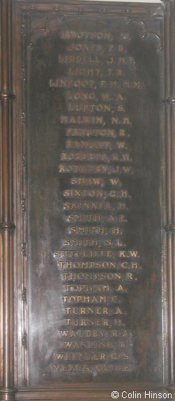 The Memorial plaque in St. Peter's Church, Harrogate.