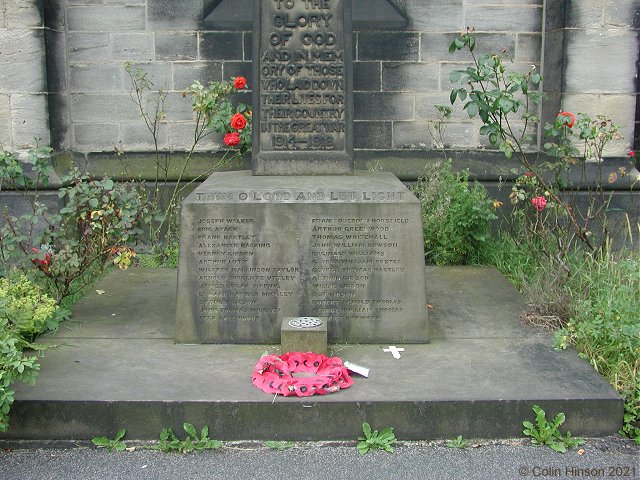 The World War I Memorial at St James, Hebden bridge.