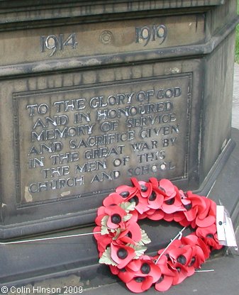 The War Memorial in front of the United Reformed Church, Heckmondwike.
