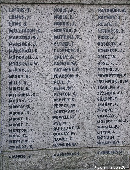 The World War I and II War Memorial at Hoyland.