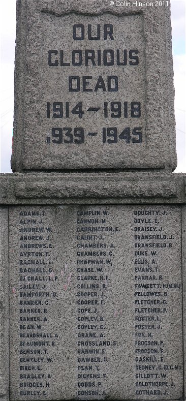The World War I and II War Memorial at Hoyland.